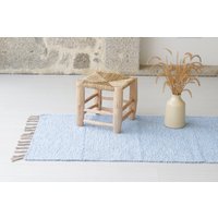 Mittelhellblauer Teppich, Badezimmerteppich, Babyblauer Schlafzimmerteppich, Kinderteppich, Flurteppich, Eingangsteppich, Boho-Dekor, Blauer von TeiaAtelier