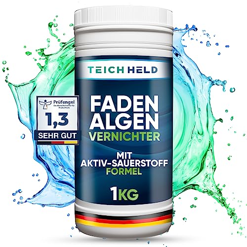 TeichHeld Fadenalgenvernichter teich [360° Schutz für Fische] 1kg Extra schnell & effektiv Dank 2in1 Wirkung mit LangzeitEffekt algenmittel algenvernichter algenentferner algen entferner algenstopp von Teich Held