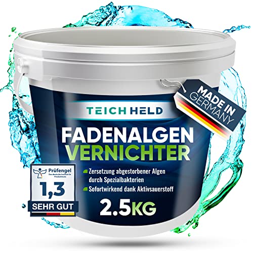 TeichHeld Fadenalgenvernichter teich [360° Schutz für Fische] 2,5kg Extra schnell & effektiv Dank 2in1 Wirkung mit LangzeitEffekt algenmittel algenvernichter algenentferner algen entferner algenstopp von Teich Held