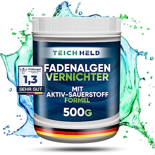 TeichHeld Fadenalgenvernichter teich [360° Schutz für Fische] 500g Extra schnell & effektiv dank 2in1 Wirkung mit LangzeitEffekt algenmittel algenvernichter algenentferner algen entferner algenstopp von Teich Held