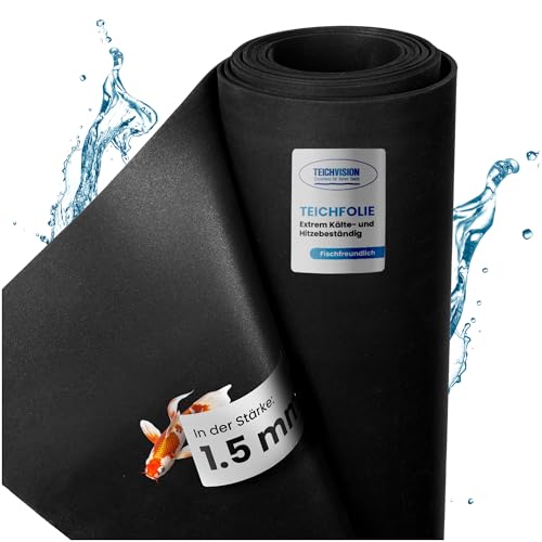 TeichVision - Premium EPDM Teichfolie Stärke 1,5 mm - 9,15 m x 8 m/naturgerechte EPDM Folie schwarz - besonders langlebig/auch geeignet als Hochbeet Folie wasserdicht von TeichVision