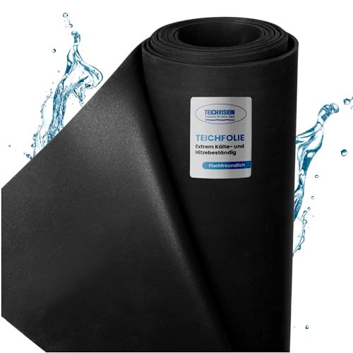 TeichVision - Premium EPDM Teichfolie Stärke 1 mm - 4,57 m x 5 m/naturgerechte EPDM Folie schwarz - besonders langlebig/auch geeignet als Hochbeet Folie wasserdicht von TeichVision