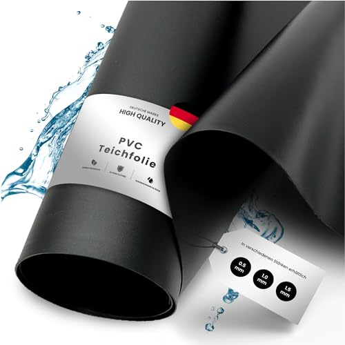 TeichVision - Premium PVC Teichfolie schwarz - Stärke 0,5 mm - 2 m x 11 m/PVC Folie schwarz auch geeignet als Hochbeet Folie wasserdicht von TeichVision