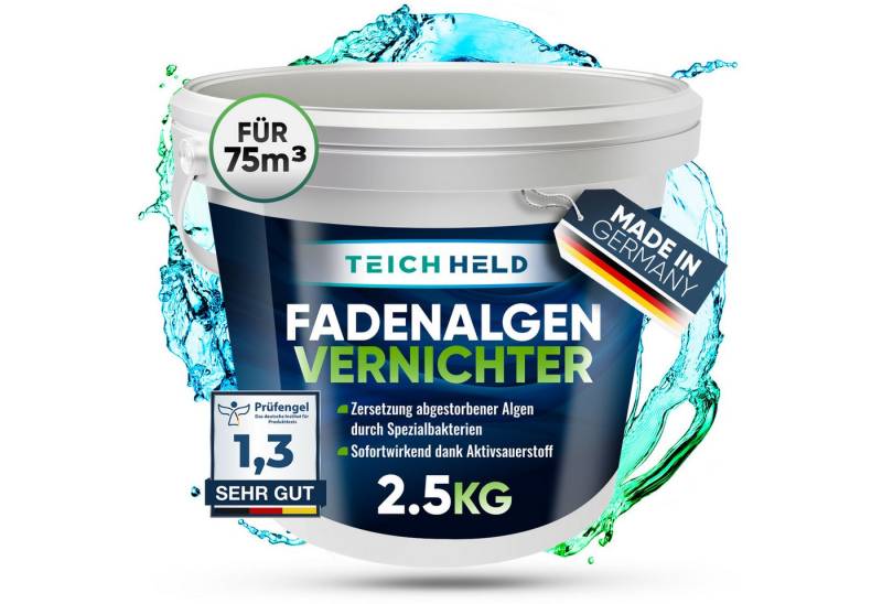 Teichheld Poolpflege Faden-Algenvernichter Teich-klar für kristallklares Wasser Anti Algen, Mit Aktivsauerstoff 7x stärkere Schnell-Aktiv-Formel von Teichheld