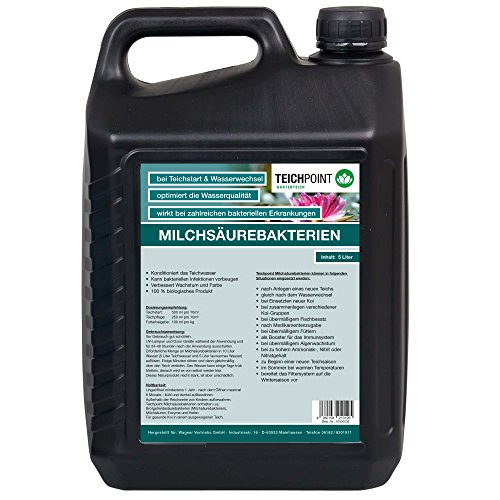 Teichpoint 5 Liter Original Milchsäurebakterien, Probiotische Bakterienkulturen für Koi, Koiteich u. Gartenteich zum Algenabbau und Schadstoffabbau im Teichwasser von Teichpoint