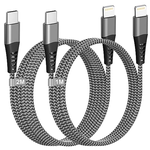 USB C Lightning Kabel 1M+2M 2Pack[MFi Zertifiziert], iPhone Ladekabel USB C Lightning USB C Schnellladekabel iPhone Kabel USB C Ladekabel für Apple iPhone 14 Pro Max/14 Plus/13 Pro Max/12 Mini/11/XS/8 von Teione