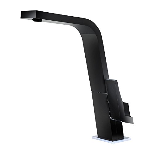 TEKA GRIFO IC 915 NEGRO Monomando icónico diseñado by Bunch, en elegante negro y cromo, caño alto plano y giratorio, aireador anticalcáreo integrado, Schwarz von Teka