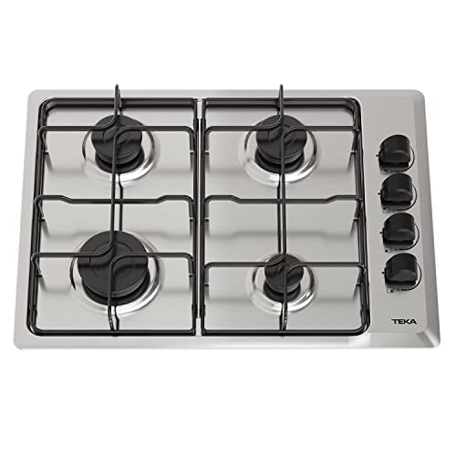 TEKA HLX 540 KL - Erdgasplatte - 4 Kochplatten - Thermoelementsicherheit - ergonomische Seitengriffe - emaillierte Grillplatten - Edelstahlfarbe - HLX 540 KL von Teka