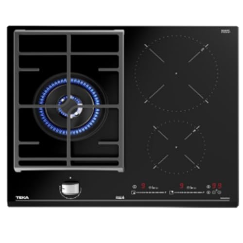 Teka JZC 63312 ABN Hybrid-Platte 60 cm mit direkten Funktionen und 3 Zonen | schwarzes Glas | 5,5 x 60 x 51 | 3 Kochzonen (2 Induktion + 1 Gas), Keramik, NORMAL von Teka