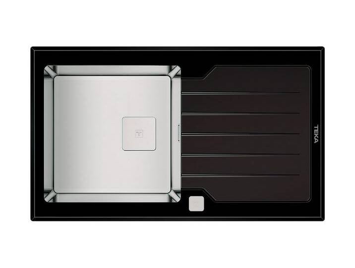 Teka Küchenspüle 115100011, rechteckig, reversibel Glas-Einbauspüle mit Abtropffläche, schwarz Teka Küchenspüle 115100011, rechteckig, reversibel Glas-Einbauspüle mit Abtropffläche, schwarz von Teka