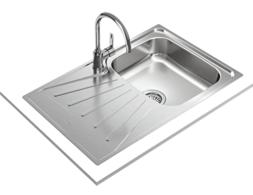 Teka Starbright 45 E-XP 1C 1E - Küchenspüle mit Abtropffläche, Einbau- und wendbar, Möbel 45 cm, Handventil, Edelstahl von Teka