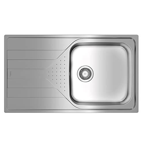 Teka Universe 50 T-XP 1C 1E Plus, 50 cm Einbauspüle links, 1 Becken und Abtropffläche, Ablaufgarnitur mit manuellem Ventil, polierte Oberfläche, Edelstahl von Teka