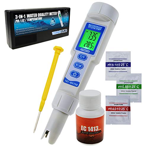 TEKCOPLUS 3 in 1 pH/EC/Temp Meter ATC Wasserdicht mit Wasser-Schwarz Wasser Qualität Multi-Parameter Tester Monitor Analyzer Test Kit für Hydroponik Aquarium Pools Trinkwasser Labor TEKCOPLUS 3 in 1 pH/EC/Temp Meter ATC Wasserdicht mit Wasser-Schwarz Wasser Qualität Multi-Parameter Tester Monitor Analyzer Test Kit für Hydroponik Aquarium Pools Trinkwasser Labor von TEKCOPLUS