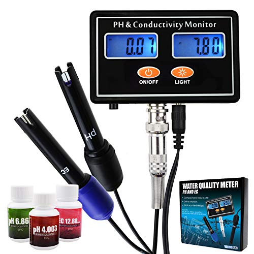PH EC Leitfähigkeitsmessgerät Meter Tester Hintergrundbeleuchtung Wasserqualität Echtzeit 0,00~14,00 pH / 0~19,99 mS/cm von TEKCOPLUS