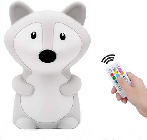 Tekemai Nachtlicht, tragbare Silikon-Nachttischlampe für Kinder, mehrfarbiges Licht mit Touch-Steuerung + Fernbedienung, wiederaufladbares USB-Licht für Erwachsene/Kinder/Geschenk – Großer Fuchs von Tekemai