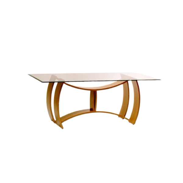Esstisch Hondas aus Glas und edlem Holz von Peter Loser, Teknodesign von Teknodesign