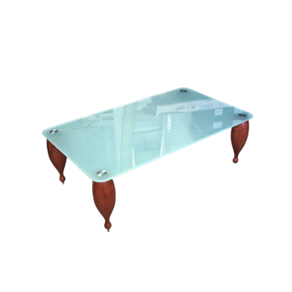 Wohnzimmertisch aus Glas und massivem Kirschholz, Teknodesign von Teknodesign