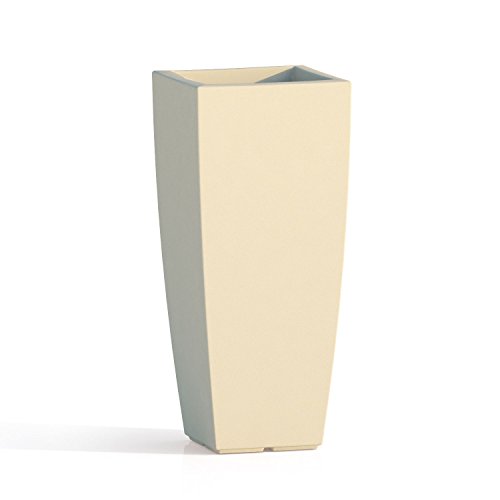 Tekcnoplast Stilo Square V0085 Vase, elfenbeinfarben, 33 x 33 cm, H 70 cm. von Teknoplast