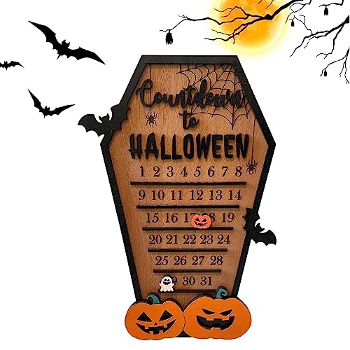 Halloween Adventskalender | Holz Halloween Countdown Kalender | Kreatives Countdown-Schild DIY beweglicher Holzblock Adventskalender für Wohnkultur von Teksome