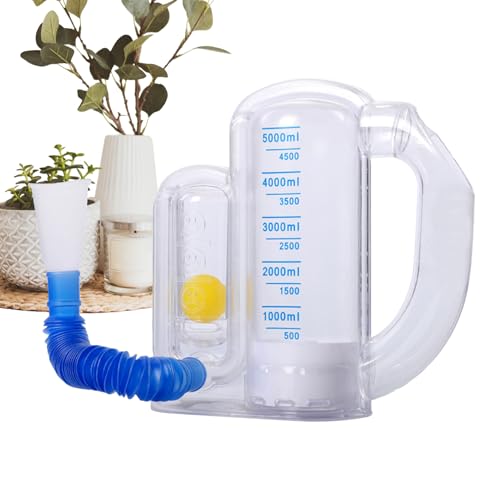 Incentiv-Spirometer Für Erwachsene | Gerät zur Steigerung der Lungenkapazität mit Durchflussanzeige | 5000ml Für Fitnessstudio Jogging Sportler von Teksome