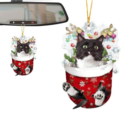 Katzen-Weihnachtsdekoration | Einzigartige niedliche Weihnachtskatzen-Ornamente für Baum, Bunte Katzen-Ornamente für den Innenbereich, Vintage-Halloween-Ornamente, Weihnachtsschmuck für von Teksome