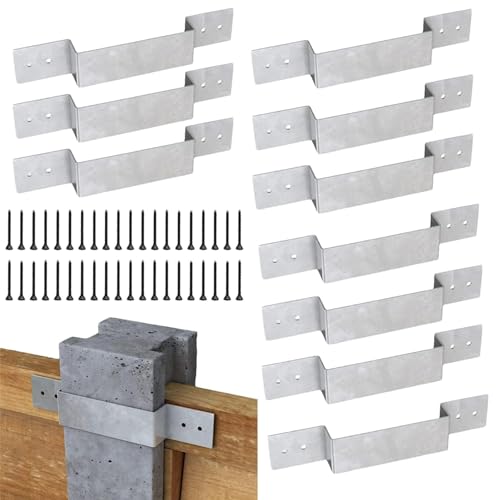 Teksome 10 Stück Zaunpfosten-Sicherheitshalterungen, verzinkte Stahlplattenhalterungen, geeignet für Beton- oder Holzpfosten, passend für Pfosten, inklusive 40 Befestigungsschrauben von Teksome