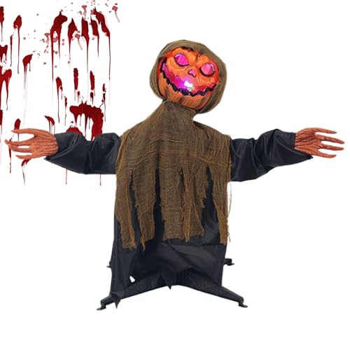 Teksome Animierte Halloween-Deko - Kürbisgeist Garten-Dekoration,Mit Licht Und Sound Schwingende Gruseldekoration Für Garten Terrasse Vorgarten Wege Hinterhof von Teksome