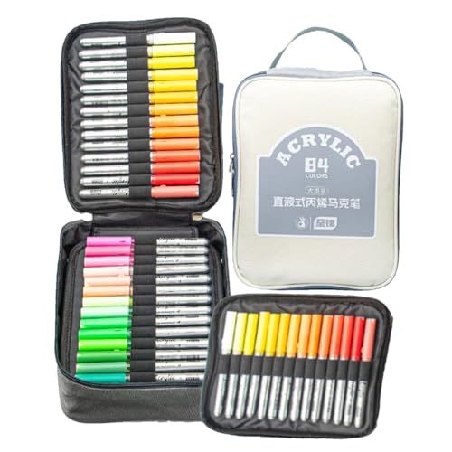 Teksome Ausmalmarker - Kunststift Set,84 Farben Zeichenset Malen Für Kinder Erwachsene Auf Glas Stoff Holz von Teksome