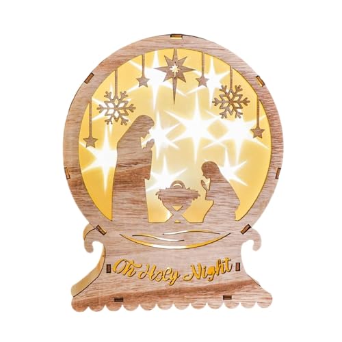 Teksome Beleuchtete Weihnachtskrippe für den Innenbereich, Weihnachtskrippe aus, LED-Tischornamente, handgefertigte Krippen-Ornamente, Heimdekoration für Tisch, gestuftes Tablett, Kamin, von Teksome