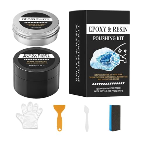 Teksome Epoxid Politur Set,Paste Zur Entfernung Von Kratzern - Epoxid Kratzer Poliermittel - Für Anfänger Profis Heimwerker Kunstprojekte Tischdekoration Modellschmuck von Teksome