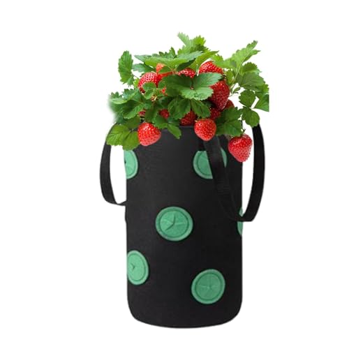 Teksome Erdbeere Pflanzsack - Pflanzen Tasche Grow Tasche Pflanzbeutel mit Griffe, Umgedrehte Pflanztasch, Hängend Erdbeeren Pflanztaschen mit 12 Löchern für Pflanzen, Kräuter, Blumen von Teksome