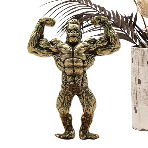 Teksome Gorilla Figur - Kupfer Gorilla Schreibtisch Dekor - Kupfer Gorilla Statuen Bodybuilder Gorilla Figur Kleine Schimpanse Tier Gartenstatuen für Schreibtisch von Teksome