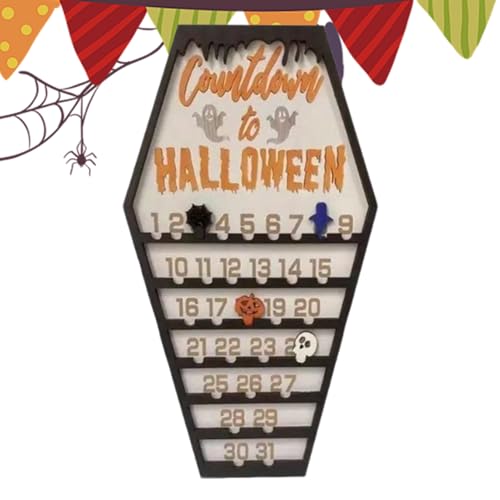 Teksome Halloween Countdown | Home Decor Schild Ornament | Holz Deko Halloween Countdown Tischplatte Ornament für Nachttisch Esszimmer Schrank Wand Fensterbank von Teksome