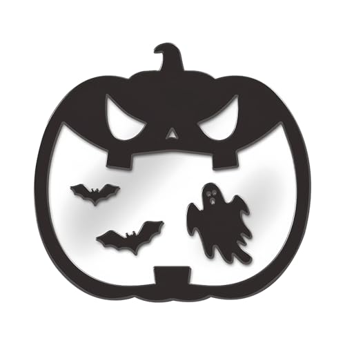Teksome Halloween-Deko-Aufkleber, Halloween-Fensterdekorationen, Spiegeleffekt, Holzspinne, Kürbis, Schild für Küche, Themengeschäft, Haustür von Teksome