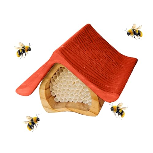Teksome Mason Bee House Kit, Bienenhäuser für bestäubende Bienen - Handgefertigtes Bienenbestäuberhaus aus Holz | Dekoratives Bienenbestäuber-Bienenstock-Dekor, multifunktionales schützendes von Teksome