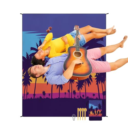 Teksome Outdoor-Picknickmatte, große Picknickdecke - Sandfreie Outdoor-Matte 220 x 180 cm,Picknick-Pad mit Aufbewahrungstasche, 4 Heringen, leichte Grasdecke für Beach Park Garden von Teksome