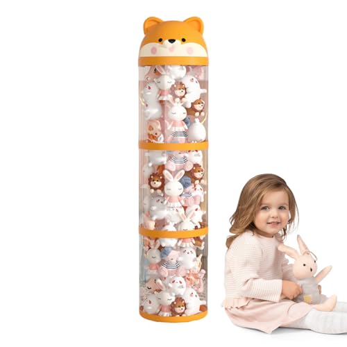 Teksome Plüsch-Organizer,Plüschtier Organizer Spielzeug Tube - Großraum Behälter Mit Rädern, Klare Röhre Raumdekoration Aufbewahrung Für Wohnzimmer Kinderzimmer von Teksome