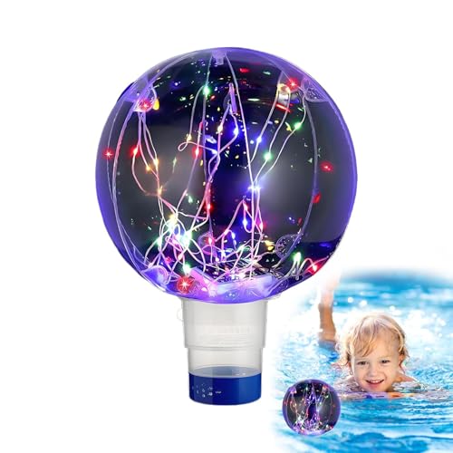 Teksome Pool Tablet Floater | Pool Chlorine Floater Mit Farbwechselbeleuchtung,Wasserdichter Dispenser Mit RGB Farbwechsel-Licht Für Garten Party von Teksome