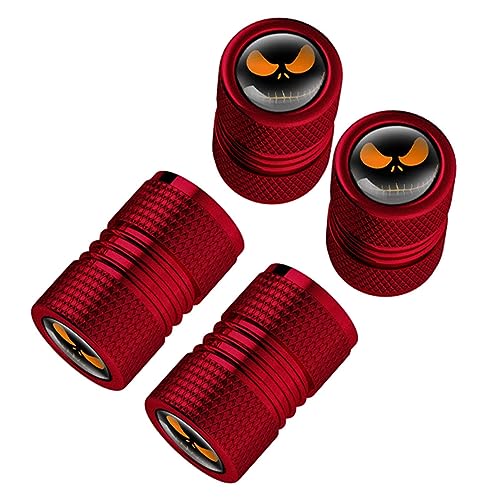 Teksome Reifenschaft-Ventilkappe,4 Stück Matte Totenkopf-Reifenventilkappen aus Aluminiumlegierung | Reifenventilschäfte für Autos, LKWs, Motorräder, SUVs und Fahrräder, Reifendruckkappen für Männer von Teksome