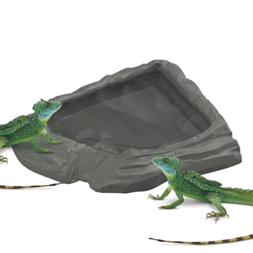 Teksome Schildkröten Wassernapf,Schlangen Futterbecken - Wassernapf Mit Breiter Öffnung Für Futter Und Wasser Im Terrarium Und Freiland Für Gecko, Bartagamen, Schlange Reptilien von Teksome