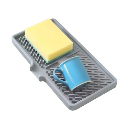 Teksome Silicone Geschirr Trocknungsmatte | Trocknungsmatte Silikon Für Küchenspüle,Saugfähige Schutz Unterlage Auslaufsichere Abtropfplatte für Badezimmer Wohnheim Reisemobil Camping von Teksome
