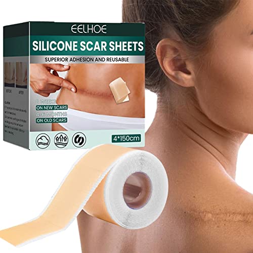 Teksome Silikon-Narbenblätter – selbstklebender Dehnungsstreifen-Entferner | 3,9 x 150,7 cm erweichen und glätten Narben durch , Verletzungen, Verbrennungen, C-Abschnitt und ehr von Teksome