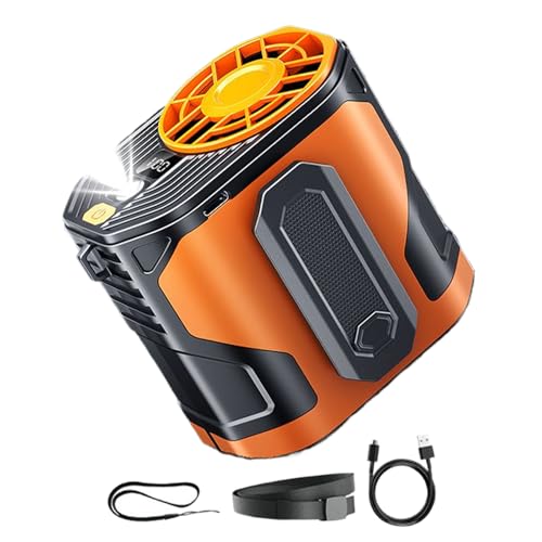 Teksome Taillenventilator | Tragbarer persönlicher Taillenventilator Kühlung – wiederaufladbarer Luftkühler 100 Geschwindigkeiten mit Taschenlampe für Arbeiter, Hals, Reisezubehör, Outdoor, Camping von Teksome