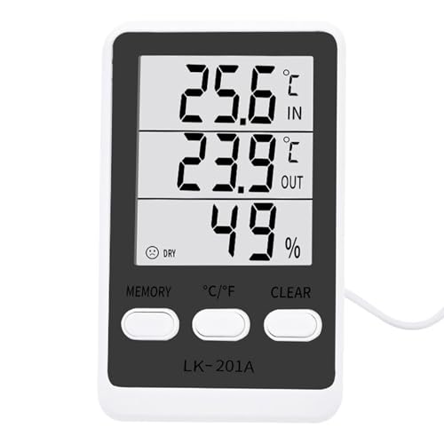 Teksome Temperaturanzeige Für Kühlschrank | Hygrometer mit LCD Display für Zuhause - Wasserdichtes Hygrometer für Kühlschrank Weinkühler Gefrierschrank Küchengerät Lebensmittellager von Teksome
