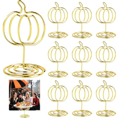 Teksome Tischnummernhalter, Kürbis Motivhalter Für Tische, 10 Stücke Metall Clips Herbst Deko Für Geburtstag Erntedankfest Lebensmittel Schilder Servietten Teksome Tischnummernhalter, Kürbis Motivhalter Für Tische, 10 Stücke Metall Clips Herbst Deko Für Geburtstag Erntedankfest Lebensmittel Schilder Servietten von Teksome