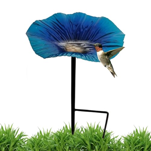 Teksome Vogelbad, Ständer Vogeltränke Mit Futterschale, Wasserdichtes Vogel-Bad In Blumenform Als Gartendeko Mit Metallstab Für Garten Terrasse Teksome Vogelbad, Ständer Vogeltränke Mit Futterschale, Wasserdichtes Vogel-Bad In Blumenform Als Gartendeko Mit Metallstab Für Garten Terrasse von Teksome
