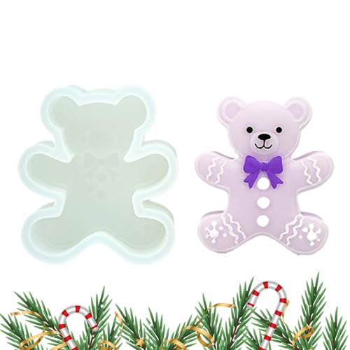 Teksome Weihnachts Harz Formen - Fondant Bärenform - Antihaft Backformen Einfache Entformung Handwerk Silikonform Für Kerzen Harz Seife Backen Cupcake Deko von Teksome
