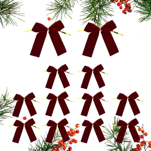 Teksome Weihnachtsbaum Schleifen | Samtschleifen Kränze Baumschmuck,Multifunktionale Heimdekoration Für Handarbeiten Garten Türkranz Partys Innen Außen von Teksome