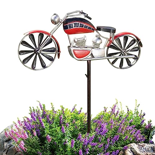 Teksome Windspiel aus Metall | Motorrad Fahrrad Windspiel für Hof und Garten | Gartenstecker Dekoration | Windskulpturen & Spinner für Vorgarten, Rasen von Teksome