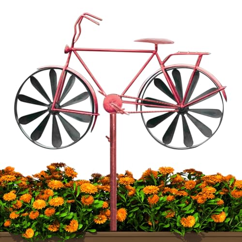 Teksome Windspinner aus Metall | Motorrad-/Fahrrad-Windspiele für Hof und Garten | Fahrrad-Gartenstecker-Dekoration | Windskulpturen und Spinner für Vorgarten, Rasen von Teksome